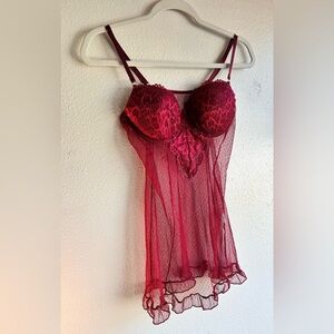 Elegant Lace Babydoll Lingerie in Red